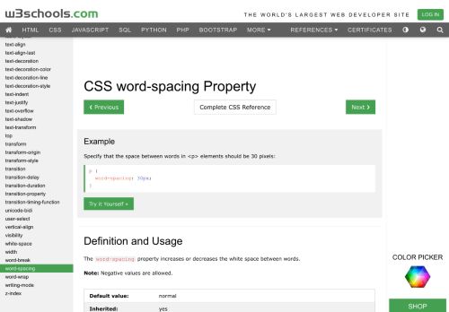 
                            7. CSS word-spacing property - W3Schools