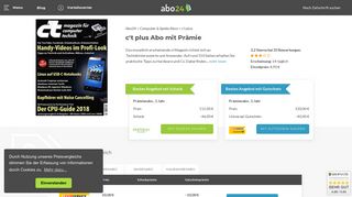 
                            8. c't plus Abo für 115,00 € mit 46,00 € Prämie bestellen - Abo24