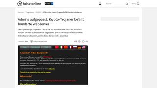 
                            3. CTB-Locker: Krypto-Trojaner befällt hunderte Webserver | heise online