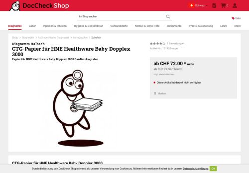 
                            11. CTG-Papier für HNE Healthware Baby Dopplex 3000 | Zubehör ...