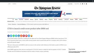 
                            10. CTOS to launch credit score product after BNM nod - The ...