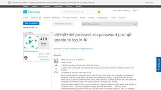 
                            3. ctrl+alt+del pressed, no password prompt: unable to log in - Microsoft