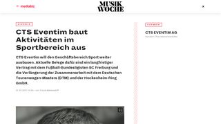 
                            8. CTS Eventim baut Aktivitäten im Sportbereich aus - MusikWoche