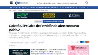 
                            7. Cubatão/SP: Caixa de Previdência abre concurso público - JC ...