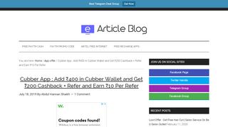 
                            8. Cubber App : Add ₹400 in Cubber Wallet and Get ₹200 Cashback + ...