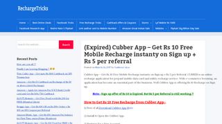
                            11. Cubber App - Get Rs 10 Free Mobile Recharge instanty on Sign up