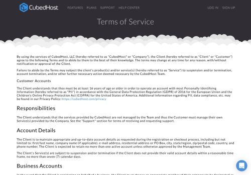 
                            11. CubedHost | Terms of Service