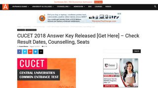 
                            3. CUCET 2018 Answer Key Released [Get Here ... - AglaSem Admission