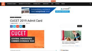 
                            2. CUCET 2019 Admit Card | AglaSem Admission