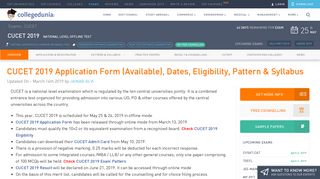 
                            10. CUCET 2019 Application Form, Exam Dates, Eligibility, Pattern, Cut off
