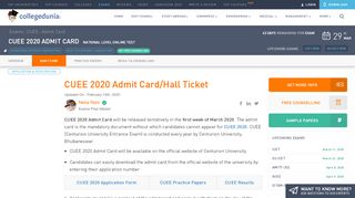 
                            13. CUEE 2019 Admit Card/Hall Ticket - Collegedunia
