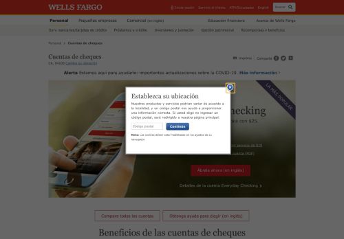 
                            7. Cuentas de cheques: abra una cuenta por Internet hoy ... - Wells Fargo