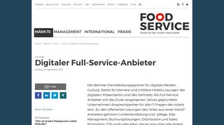 
                            11. Cultuzz: Digitaler Full-Service-Anbieter - Food Service
