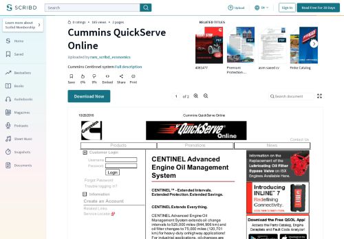 
                            7. Cummins QuickServe Online | Cummins | Motor Oil - Scribd