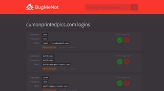 
                            6. cumonprintedpics.com passwords - BugMeNot