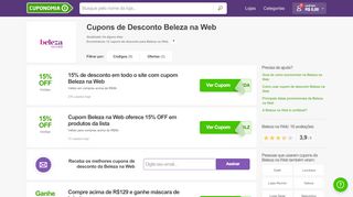 
                            12. Cupom de Desconto Beleza na Web: 10% de desconto - Cuponomia