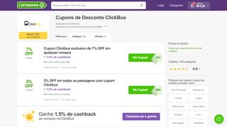 
                            2. Cupom de desconto ClickBus | 25% ou R$50 OFF - Fevereiro 2019