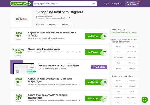 
                            7. Cupom de Desconto DogHero: R$20 OFF - Cuponomia