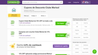 
                            10. Cupom Desconto Clube Marisol: até 70% OFF - Cuponomia