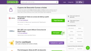 
                            13. Cupom Desconto Cursos e Aulas: Até 95% OFF - Cuponomia