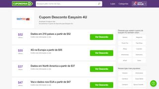 
                            9. Cupom Desconto Easysim 4U: 10% de desconto - Cuponomia