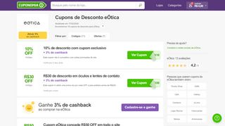 
                            7. Cupom Desconto eÓtica: 15% OFF - Cuponomia