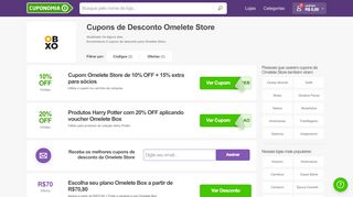 
                            11. Cupom Desconto Omelete Store: 10% OFF - Cuponomia