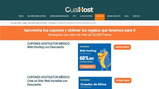 
                            10. Cupón HostGator México. Descuento hasta 70% + Regalo Gratis