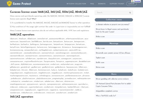 
                            10. Curacao license scam 1668/JAZ, 365/JAZ, 5536/JAZ and 8048/JAZ