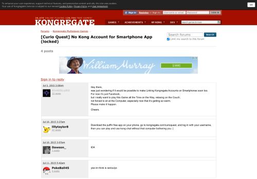 
                            1. [Curio Quest] No Kong Account for Smartphone App discussion on ...