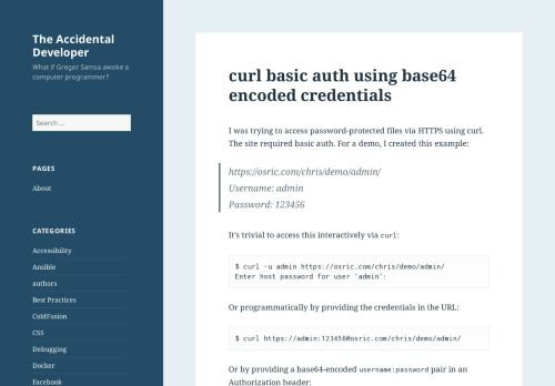 
                            4. curl basic auth using base64 encoded credentials – The Accidental ...