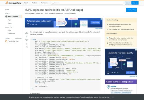 
                            11. cURL login and redirect [It's an ASP.net page] - Stack ...