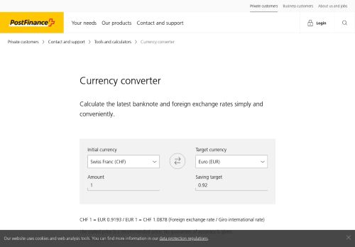 
                            12. Currency converter | PostFinance