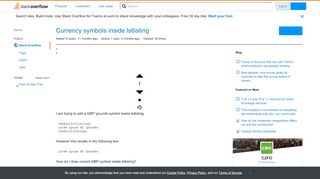 
                            12. Currency symbols inside lstlisting - Stack Overflow