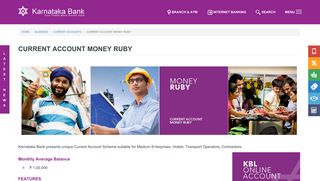 
                            7. CURRENT ACCOUNT MONEY RUBY | Karnataka Bank