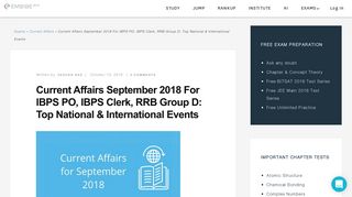 
                            1. Current Affairs September 2018 For IBPS PO, IBPS Clerk, RRB Group ...