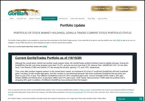 
                            4. Current Stock Portfolio | Gorilla Trades