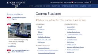 
                            13. Current Students • Homepage • Emory & Henry