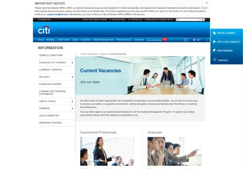 
                            11. Current Vacancies - Citibank UAE