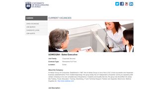 
                            11. Current Vacancies - UOWD Career Portal - University of Wollongong ...