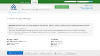 
                            12. Currículo de Legal Manager em São Paulo - SP - Manager Empregos