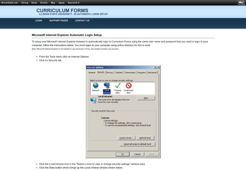 
                            8. Curriculum Forms IE Auto Login Setup - Illinois State University Registrar