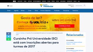
                            3. Cursinho Pró Universidade (SC) está com inscrições abertas para ...