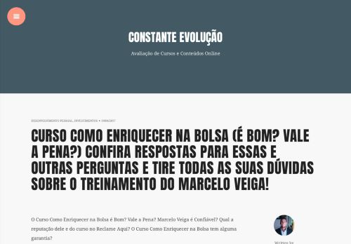 
                            12. → Curso Como Enriquecer na Bolsa → ( É BOM? VALE A PENA? )