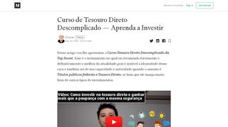 
                            5. Curso de Tesouro Direto Descomplicado — Aprenda a Investir - Medium