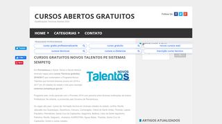 
                            9. Cursos Gratuitos Novos Talentos PE Sistemas Sempetq