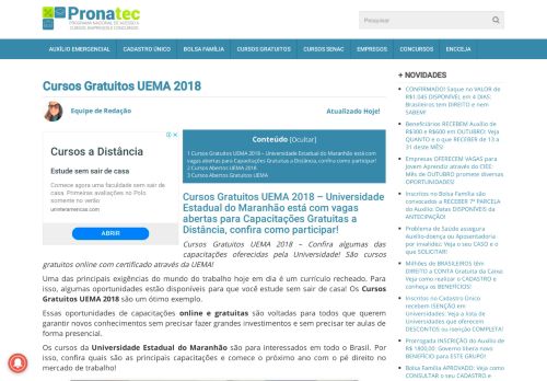 
                            9. Cursos Gratuitos UEMA 2018 - Vagas Abertas - Inscreva-se | Portal ...