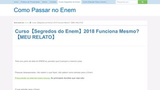 
                            8. Curso【Segredos do Enem】2018 Funciona Mesmo?【MEU RELATO】