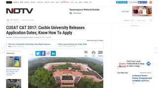 
                            12. CUSAT CAT 2017: Cochin University Releases Application Dates ...