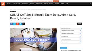 
                            7. CUSAT CAT 2018 : Result, Exam Date, Admit Card, Result, Syllabus ...